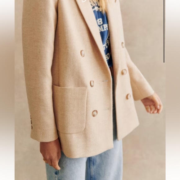 Sezane Michele Jacket Blazer Linen Blend in Butter Beige size 38 US 6 - Picture 4 of 16